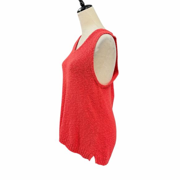 J. Crew Coral Orange Boucle Knit V-neck Sleeveless Beach Sweater Tank - Picture 4 of 11